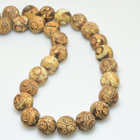 Tibetan agate dzi three-eyes agate matte round beads wholesale gemstone jewelry making bracelet necklace diy