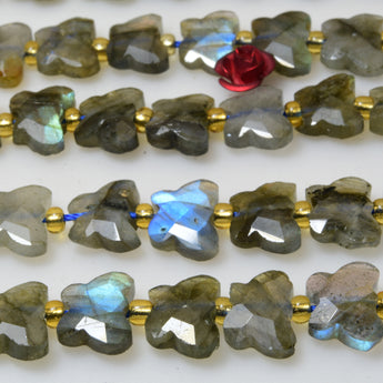 Natural labradorite faceted butterfly beads gemstone wholesale jewelry necklace diy earings making