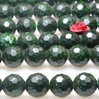 Green Sandsotne goldstone faceted round beads gemstone wholesale jewelry making bracelet necklace diy