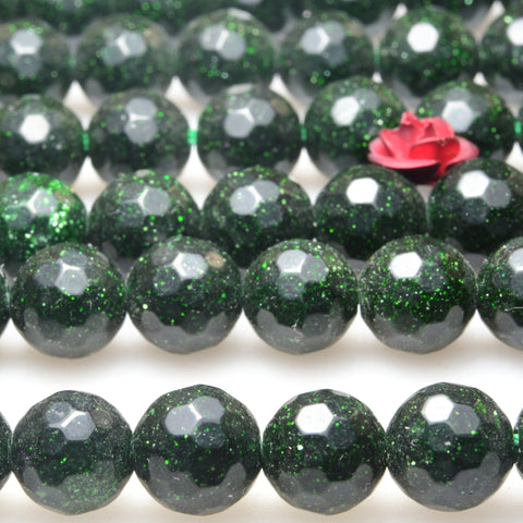 Green Sandsotne goldstone faceted round beads gemstone wholesale jewelry making bracelet necklace diy