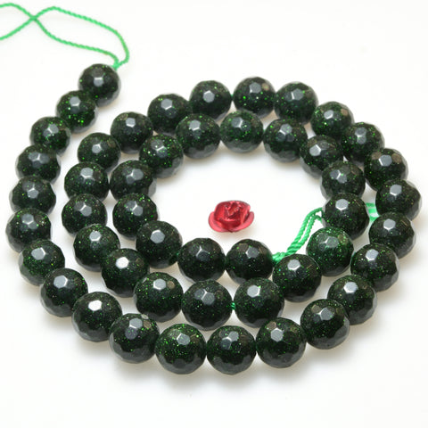 Green Sandsotne goldstone faceted round beads gemstone wholesale jewelry making bracelet necklace diy