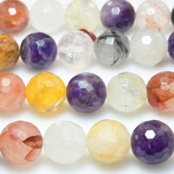 Natural Multicolor Crystal Faceted Round Beads Loose Gemstones Wholesale Jewelry Making Stuff Semi Precious Stone