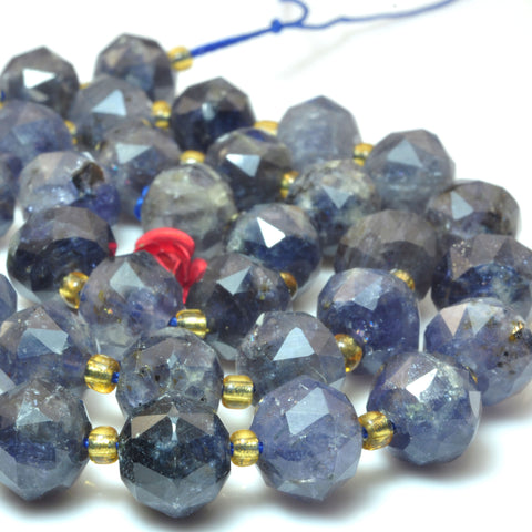 Natural Iolite Stone faceted HANG rondelle loose beads wholesale gemstones for jewelry making DIY bracelet necklace