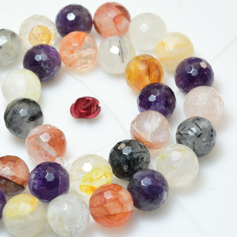 Natural Multicolor Crystal Faceted Round Beads Loose Gemstones Wholesale Jewelry Making Stuff Semi Precious Stone