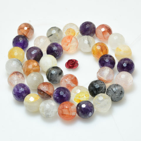 Natural Multicolor Crystal Faceted Round Beads Loose Gemstones Wholesale Jewelry Making Stuff Semi Precious Stone