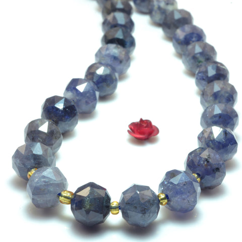 Natural Iolite Stone faceted HANG rondelle loose beads wholesale gemstones for jewelry making DIY bracelet necklace