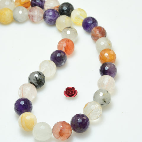 Natural Multicolor Crystal Faceted Round Beads Loose Gemstones Wholesale Jewelry Making Stuff Semi Precious Stone