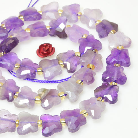 Natural Amethyst Faceted Butterfly Beads Loose Gemstones Wholesale Jewelry Making Stuff Semi Precious Stone