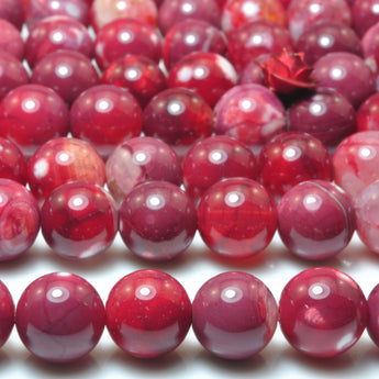 Red Fire Agate smooth round loose beads wholesale gemstone for jewelry making 8mm 15"