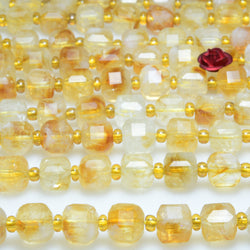 Natural citrine gemstone geometry cut faceted loose beads yellow crystal wholesale jewelry making bracelet necklace diy