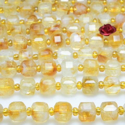 Natural citrine gemstone geometry cut faceted loose beads yellow crystal wholesale jewelry making bracelet necklace diy