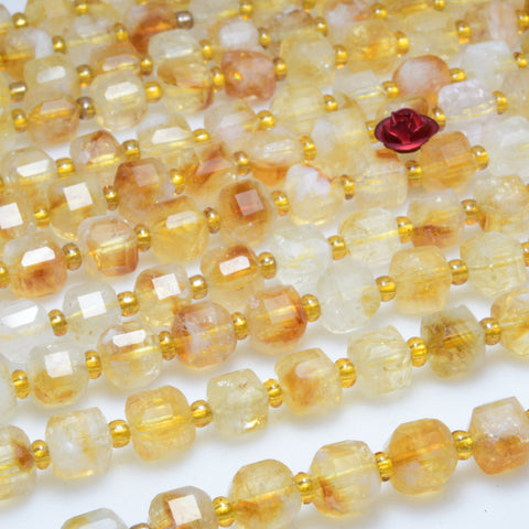 Natural citrine gemstone geometry cut faceted loose beads yellow crystal wholesale jewelry making bracelet necklace diy
