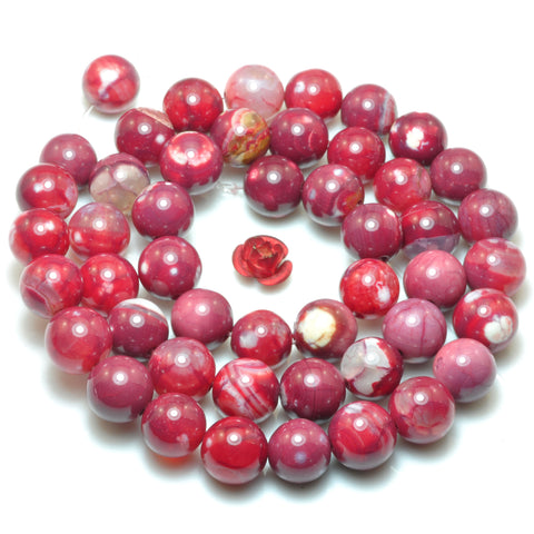 Red Fire Agate smooth round loose beads wholesale gemstone for jewelry making 8mm 15"