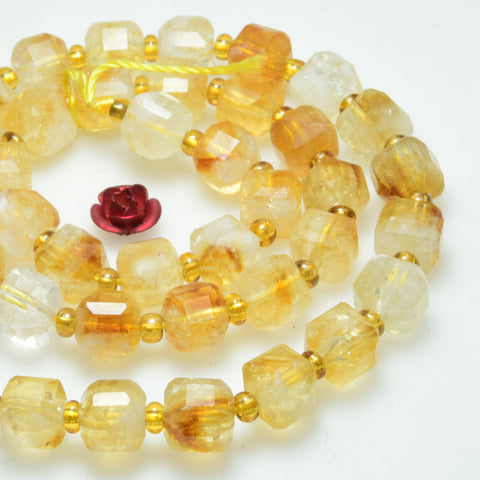 Natural citrine gemstone geometry cut faceted loose beads yellow crystal wholesale jewelry making bracelet necklace diy