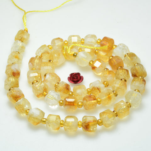 Natural citrine gemstone geometry cut faceted loose beads yellow crystal wholesale jewelry making bracelet necklace diy