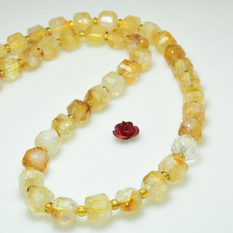 Natural citrine gemstone geometry cut faceted loose beads yellow crystal wholesale jewelry making bracelet necklace diy
