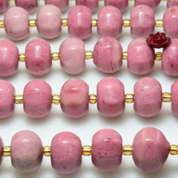Natural pink rhodonite stone faceted pumpkin rondelle beads wholesale loose gemstone for jewelry making diy