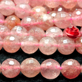 YesBeads natural strawberry quartz Lepidocrocite faceted round loose beads wholesale gemstone 8mm