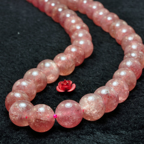 Natural strawberry quartz Lepidocrocite stone smooth round loose beads wholesale gemstone for jewelry making DIY