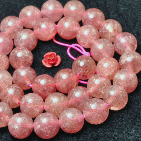 Natural strawberry quartz Lepidocrocite stone smooth round loose beads wholesale gemstone for jewelry making DIY