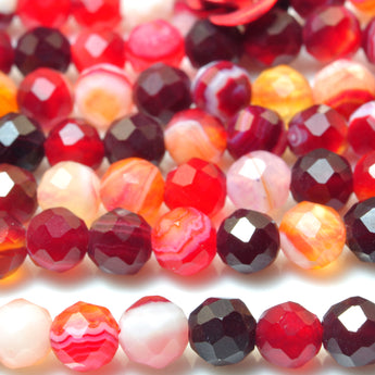 Red Banded Agate faceted round beads wholesale loose gemstone for jewelry making bracelet necklace