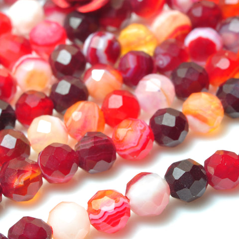 Red Banded Agate faceted round beads wholesale loose gemstone for jewelry making bracelet necklace