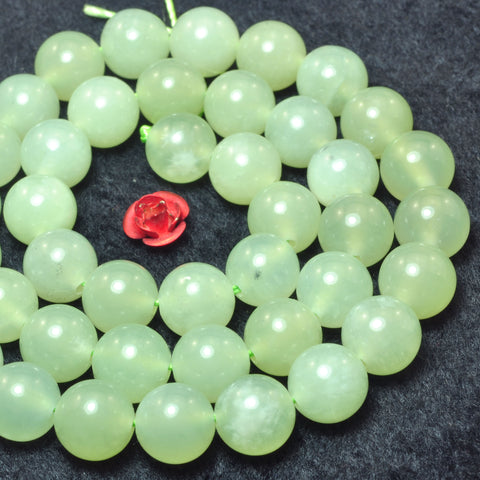 Natural New Green Jade smooth round loose beads wholesale gemstone for jewelry making bracelet DIY