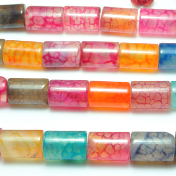 Fire Agate Multicolor smooth Tube Cylinder beads wholesale gemstone for jewelry making DIY