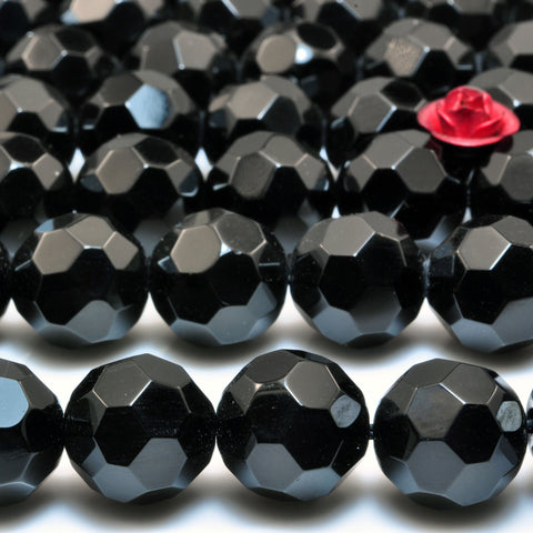 YesBeads Natural Black Onyx football faceted beads loose gemstone wholesale jewelry making bracelect diy stuff