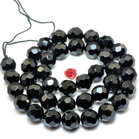 YesBeads Natural Black Onyx football faceted beads loose gemstone wholesale jewelry making bracelect diy stuff