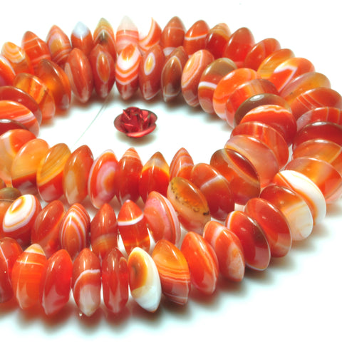 Red Banded Agate smooth rondelle beads Stripe Agate gemstone wholesale loose stone for jewelry making diy bracelet