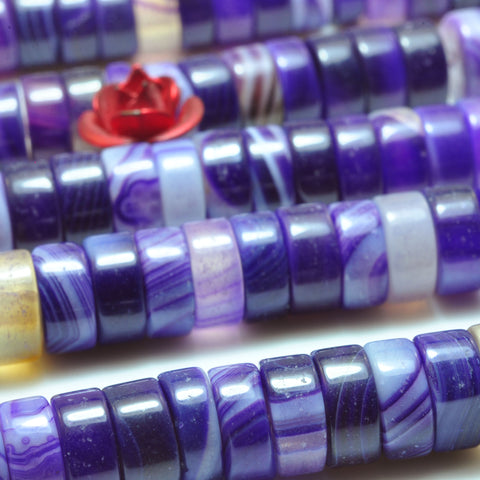 Purple Banded Agate smooth heishi wheel beads loose gemstone wholesale for jewelry making bracelet necklace diy