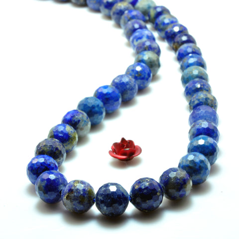Natural Lapis Lazuli Mini faceted round loose beads wholesale gemstone for jewelry making bracelet DIY