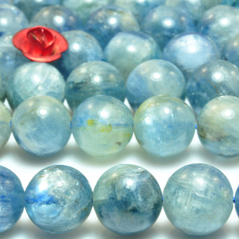 Natural Kyanite smooth round beads light blue stone wholesale gemstone for jewelry making bracelet necklace DIY