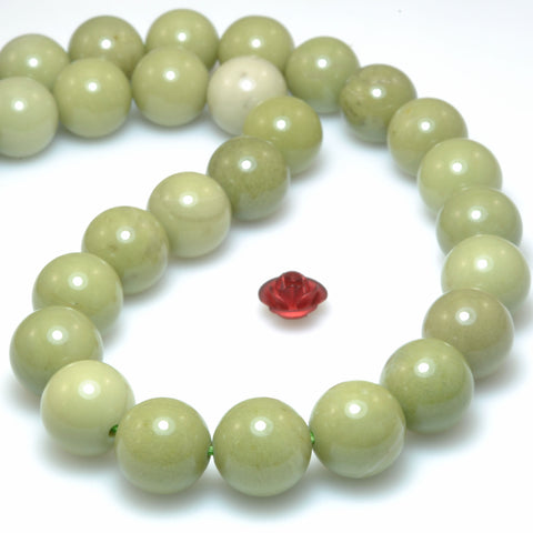 Natural Alashan Jasper Matcha Green smooth round loose beads wholesale gemstone for jewelry making bracelet DIY