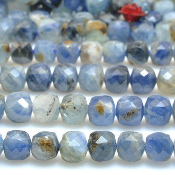 Natural Kyanite faceted cube loose beads blue gemstone wholesale for jewelry making bracelet diy stuff