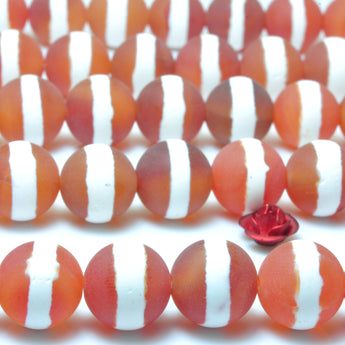 Red Agate OneLine Carnelian matte round loose beads wholesale gemstone for jewelry making bracelet necklace diy