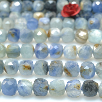 Natural Kyanite faceted cube loose beads blue gemstone wholesale for jewelry making bracelet diy stuff