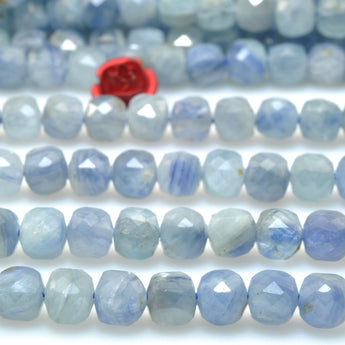Natural kyanite faceted cube loose beads blue gemstone wholesale for jewelry making bracelet diy stuff