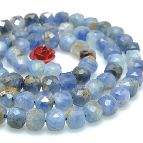Natural kyanite faceted cube loose beads blue gemstone wholesale for jewelry making bracelet diy stuff