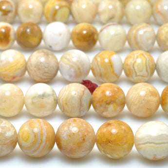 Natural Indonesia Crazy Lace Agate smooth round beads wholesale yellow gemstone for jewelry making bracelet necklace diy supply