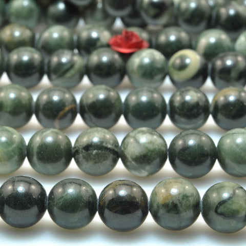 Natural green rainforest jasper smooth round beads loose gemstone wholesale jewelry making bracelet diy stuff