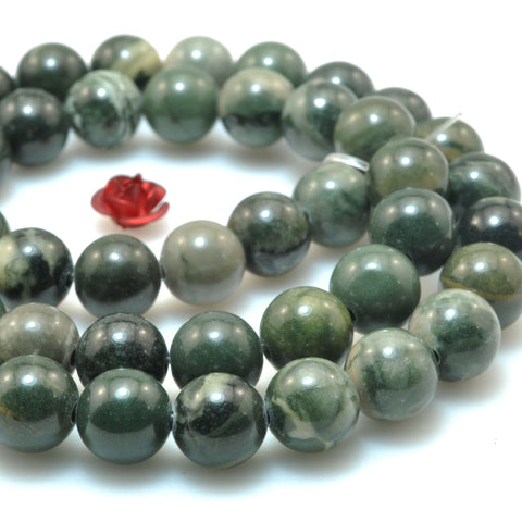 Natural green rainforest jasper smooth round beads loose gemstone wholesale jewelry making bracelet diy stuff