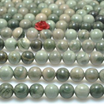 Natural green rainforest jasper smooth round beads loose gemstone wholesale jewelry making bracelet diy stuff