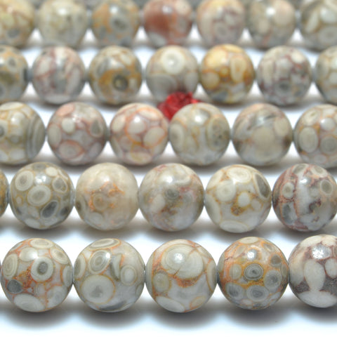 YesBeads Natural Maifanite fossil jasper smooth round beads wholesale gemstone jewelry making bracelet diy design