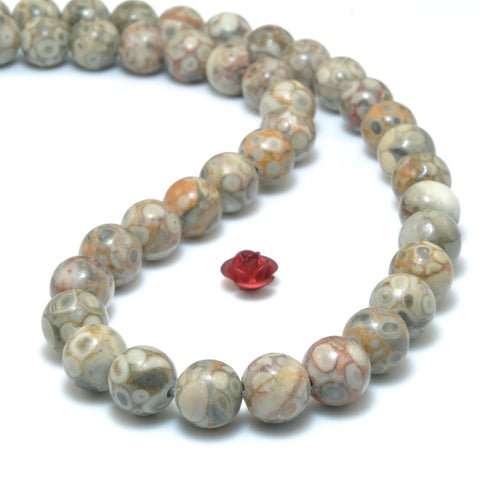 YesBeads Natural Maifanite fossil jasper smooth round beads wholesale gemstone jewelry making bracelet diy design