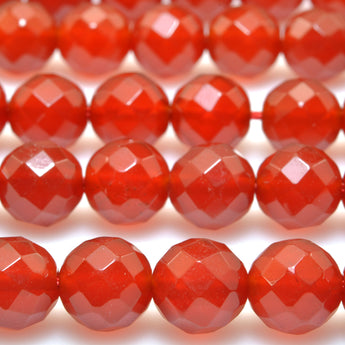 Natural Carnelian faceted round beads red gemstone wholesale jewelry making DIY 4mm-12mm