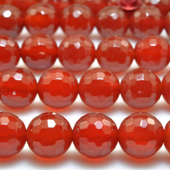 Natural Carnelian faceted round beads wholesale red gemstone jewelry 6mm-12mm