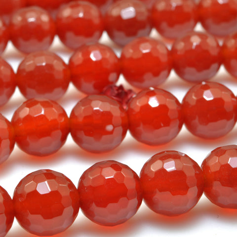 Natural Carnelian faceted round beads wholesale red gemstone jewelry 6mm-12mm