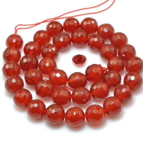 Natural Carnelian faceted round beads wholesale red gemstone jewelry 6mm-12mm